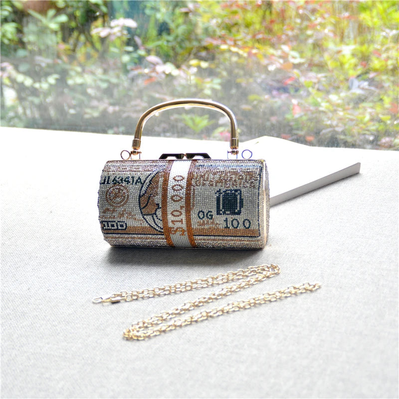 Pochette de Soirée Luxe Décor Diamants — Sac Mariage Fête Rabat Chaîne