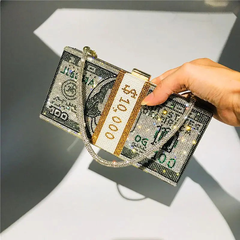 Pochette de Soirée Luxe Décor Diamants — Sac Mariage Fête Rabat Chaîne