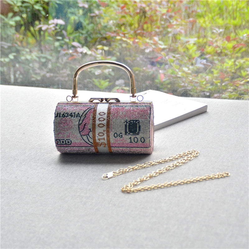 Pochette de Soirée Luxe Décor Diamants — Sac Mariage Fête Rabat Chaîne