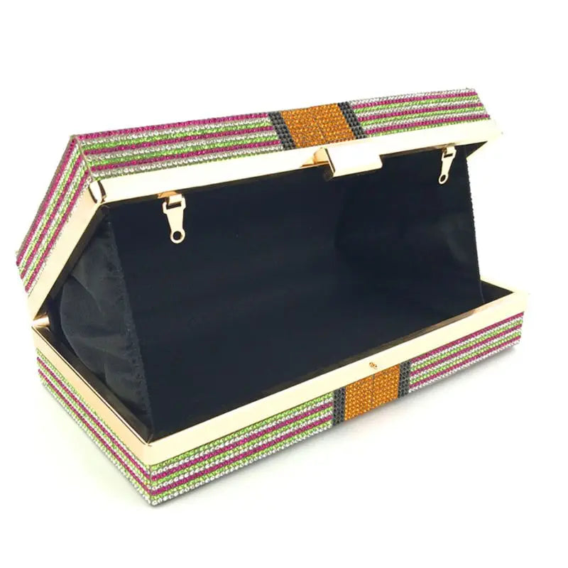 Pochette de Soirée Luxe Décor Diamants — Sac Mariage Fête Rabat Chaîne