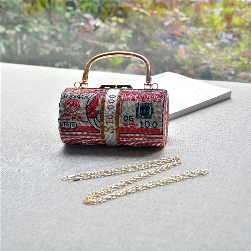 Pochette de Soirée Luxe Décor Diamants — Sac Mariage Fête Rabat Chaîne