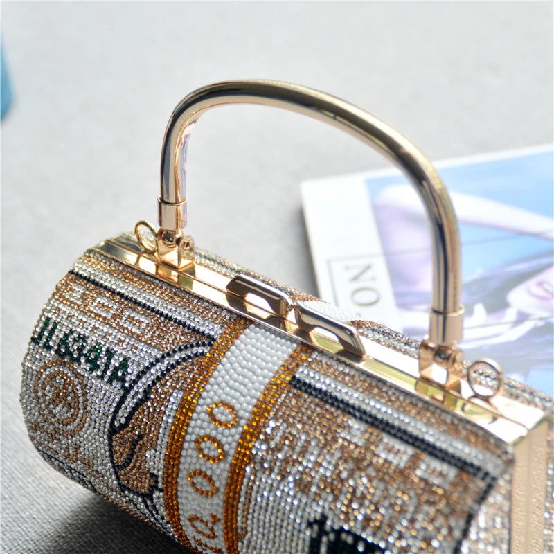 Pochette de Soirée Luxe Décor Diamants — Sac Mariage Fête Rabat Chaîne