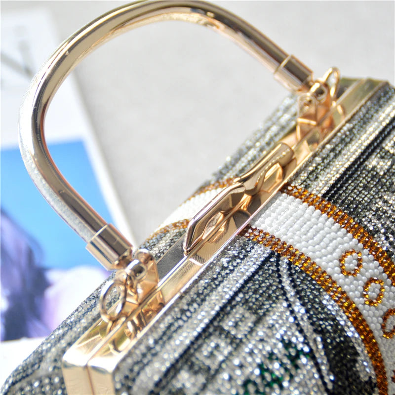 Pochette de Soirée Luxe Décor Diamants — Sac Mariage Fête Rabat Chaîne