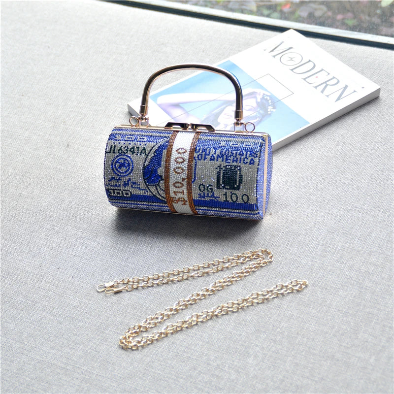 Pochette de Soirée Luxe Décor Diamants — Sac Mariage Fête Rabat Chaîne
