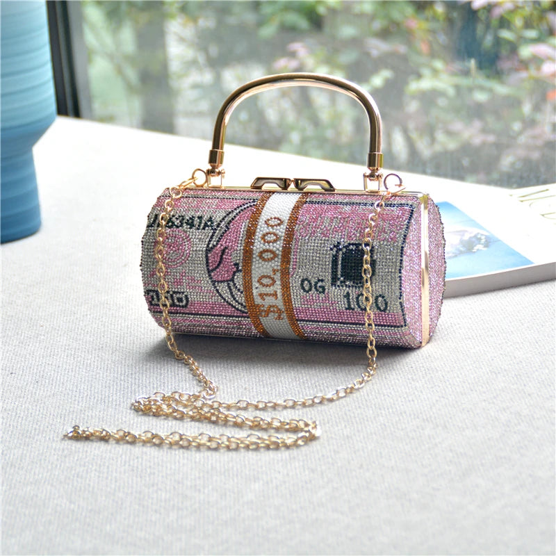 Pochette de Soirée Luxe Décor Diamants — Sac Mariage Fête Rabat Chaîne