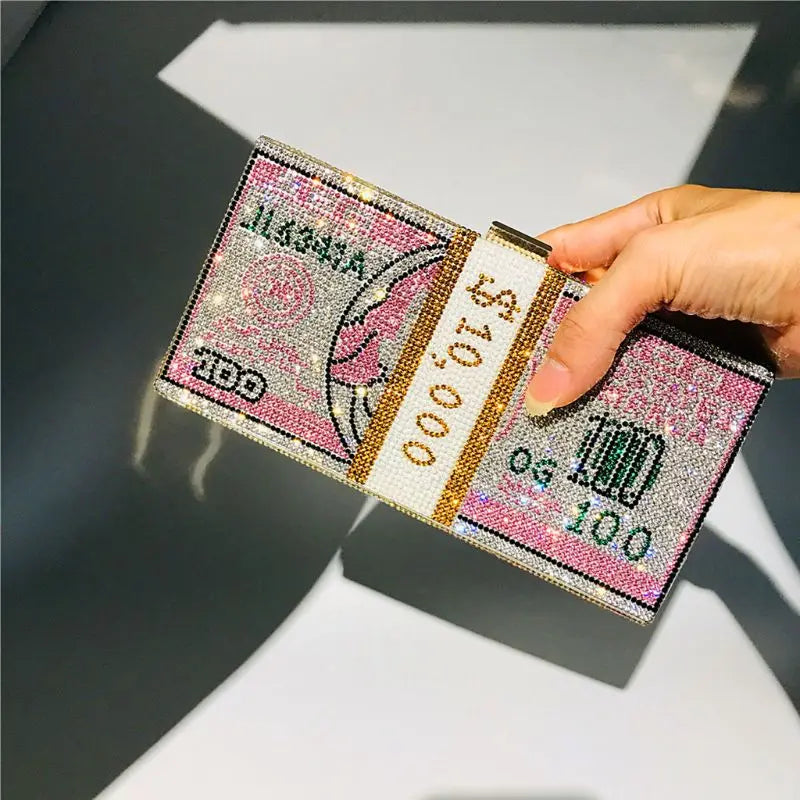 Pochette de Soirée Luxe Décor Diamants — Sac Mariage Fête Rabat Chaîne