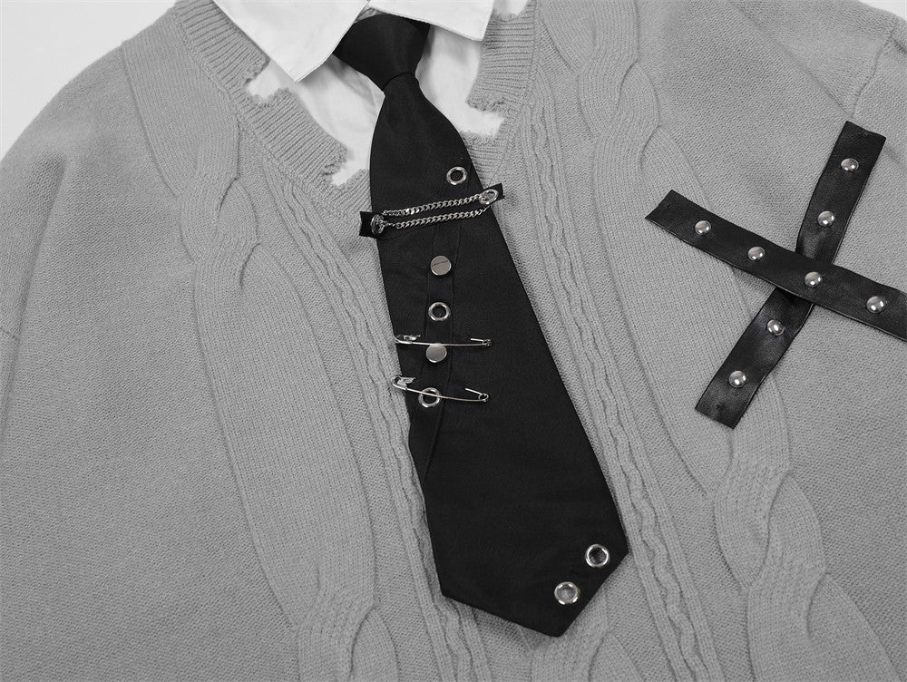 Pull Harajuku Y2K — Faux Deux Pièces, Effet Déchiré, Color Block | HANGJIA