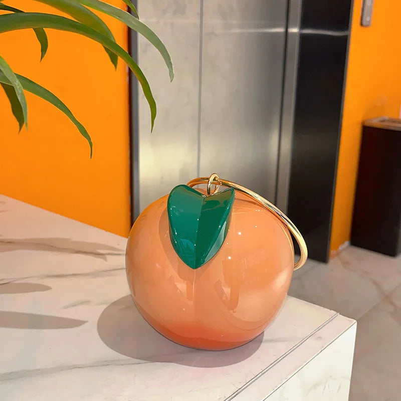 Minaudière Forme Pêche Kawaii — Sac à Bandoulière Mignon Acrylique 7 Coloris