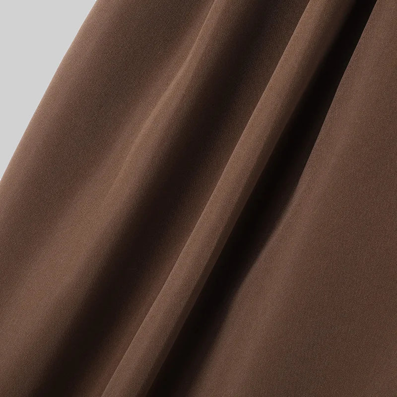 Jogger Plissé Couleur Unie — Style Coréen, Streetwear Décontracté Ample | INCERUN 2024