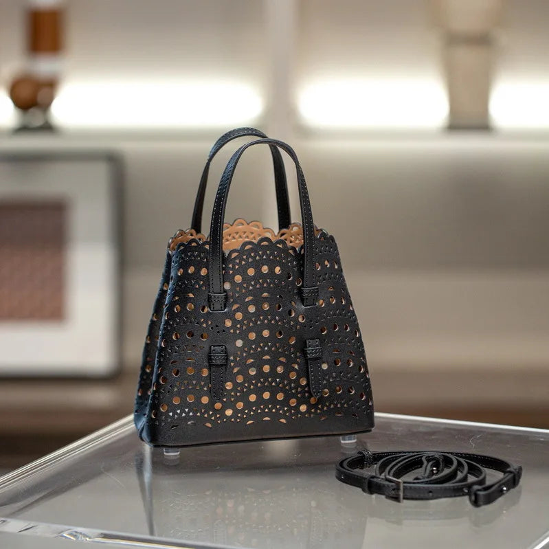 Sac Fourre-Tout Femme Style Niche Rétro – Cuir Véritable Grande Capacité