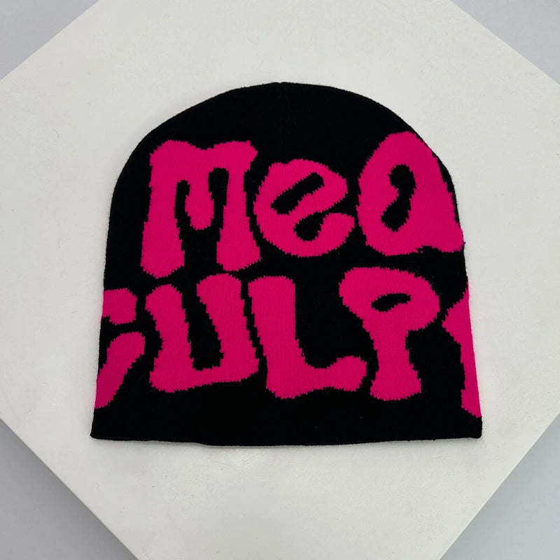 Bonnet en Laine avec Lettres – Style Hip-Hop Y2K Unisexe | Chaud & Tendance Automne Hiver