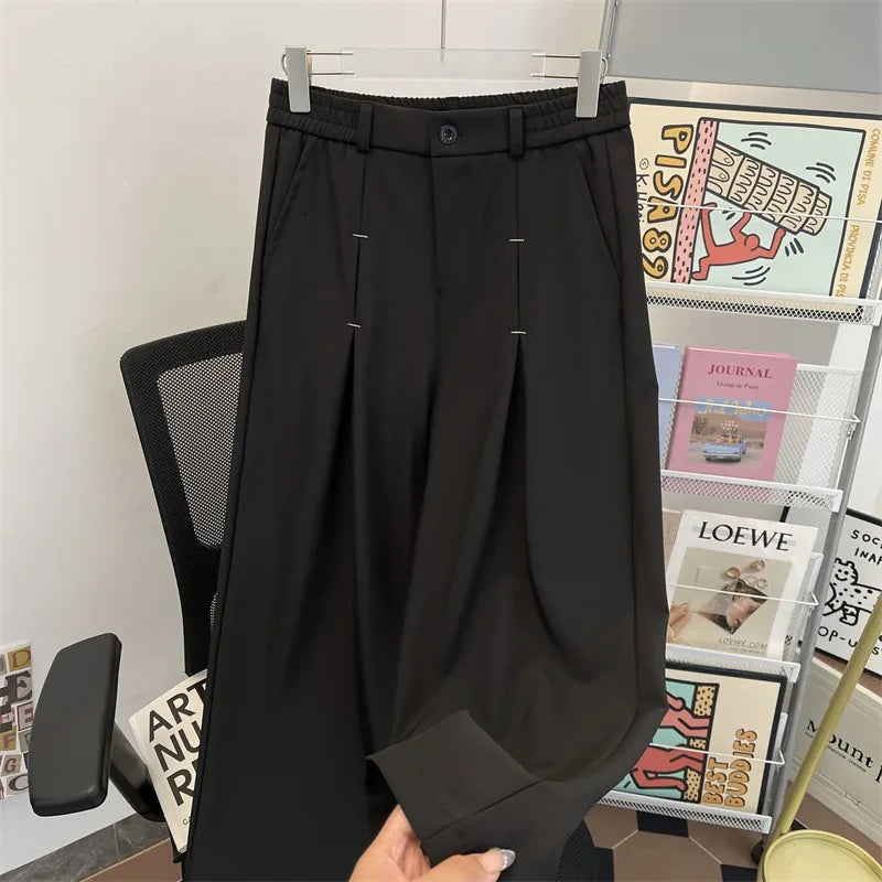 Pantalon Ample Jambes Larges Vintage — Rivets, Plis, Taille Haute, Style Américain | Homme