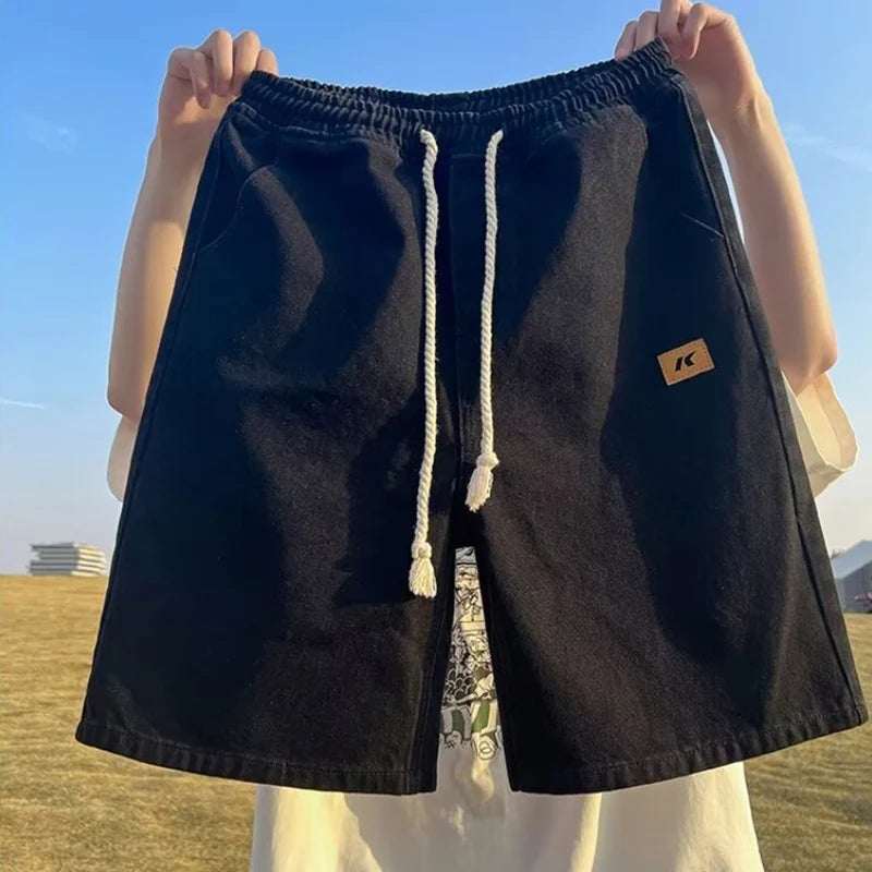 Short Jean Ample Jambe Large Décontracté Sport — Longueur Genou Été Homme 3 Coloris