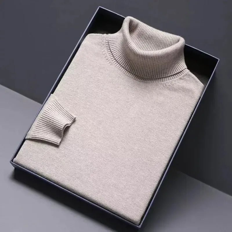 Pull Col Roulé Homme Luxe — Coupe Longue Couleur Unie Chaud Streetwear Minimaliste | ANIMAL GAME