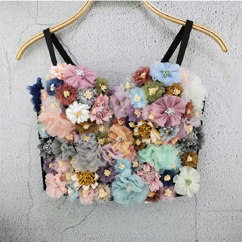 Top Corset Court Sexy Y2K Club Décor Perles — Camisole Shaper Été Visivane
