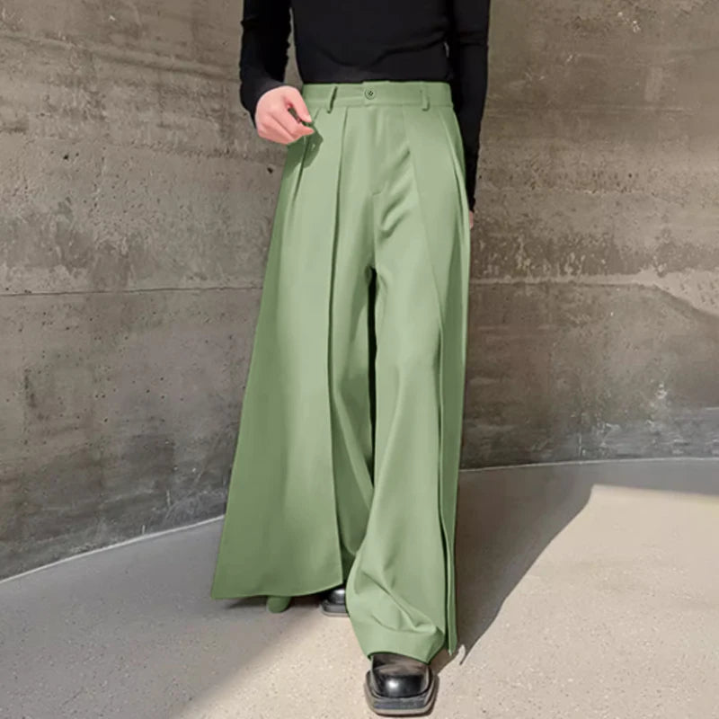 Pantalon Irrégulier Couleur Unie — Jambes Larges, Bouton, Streetwear Décontracté | INCERUN 2024