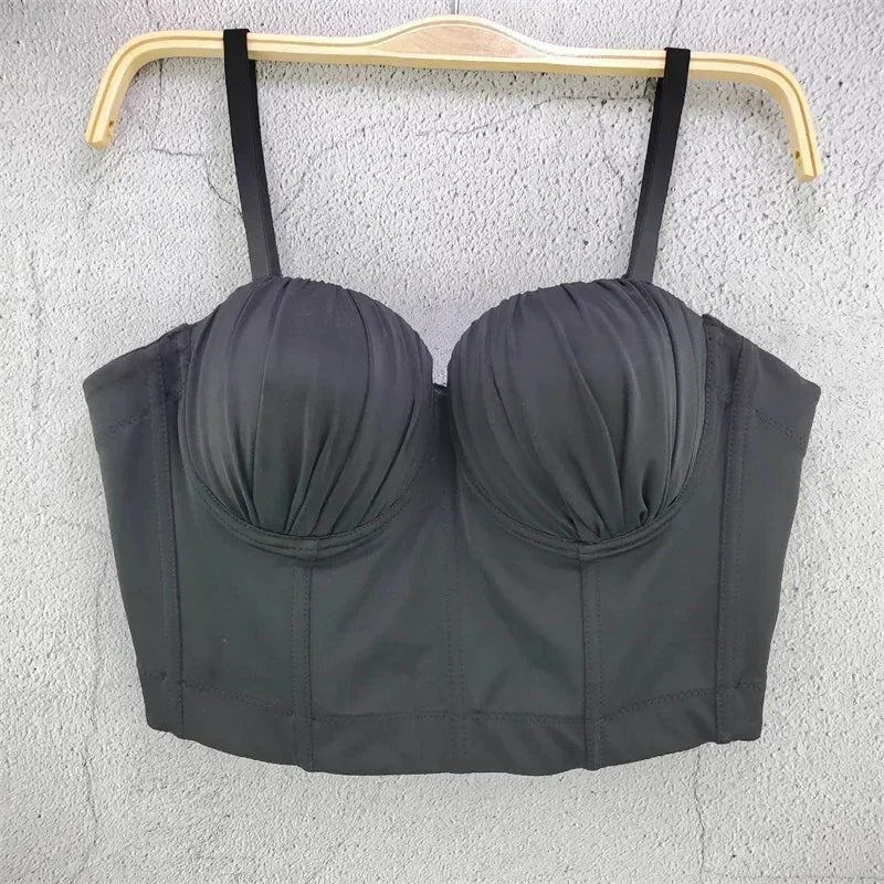Top Corset Court Sexy Y2K Club Décor Perles — Camisole Shaper Été Visivane
