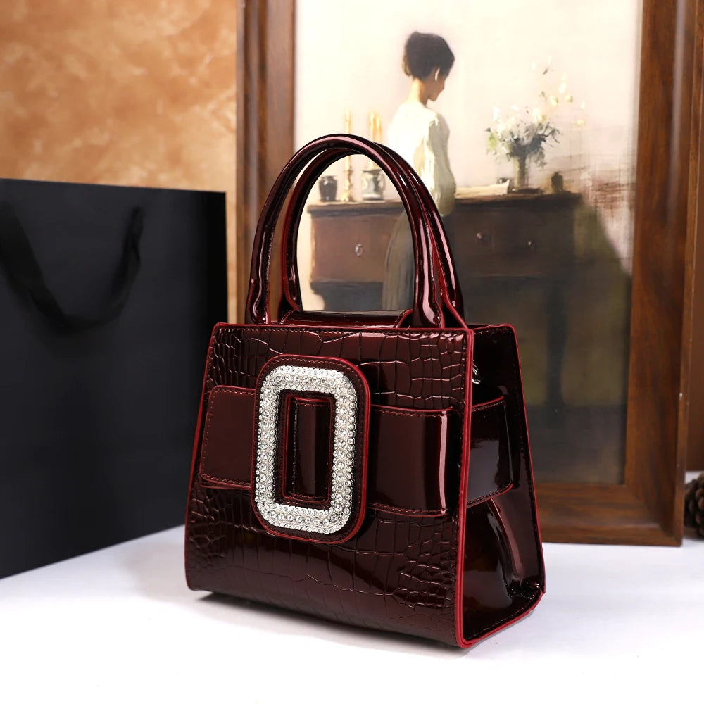 Sac Fourre-Tout Crocodile Incrusté Diamants — Bandoulière Luxe Haut de Gamme