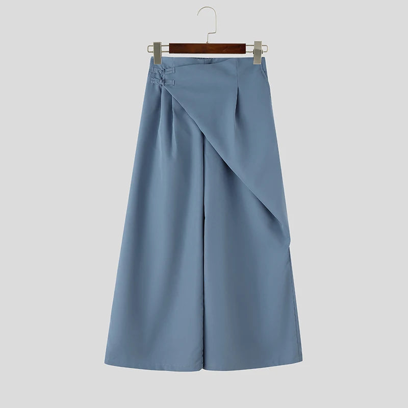 Pantalon Large Couleur Unie — Coupe Irrégulière, Streetwear Décontracté | INCERUN 2026
