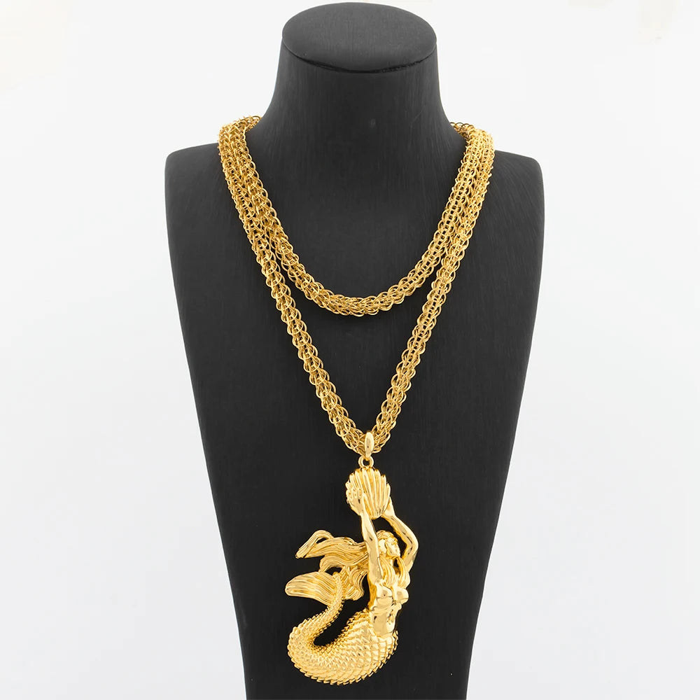 Collier Pendentif Carte d'Afrique – Plaqué Or 18K – Chaîne 100 cm – Mixte