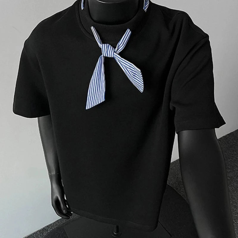 T-Shirt Col Rond Manches Courtes — Style Marin Premium, Collection Été Urbaine Couple