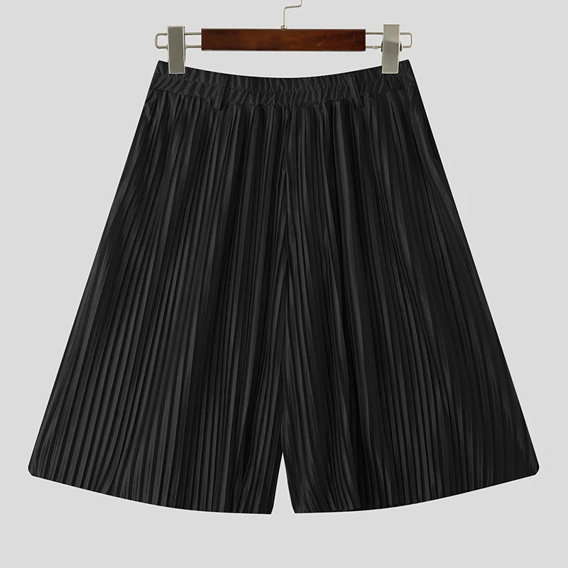 Short Jogger Couleur Unie — Taille Élastique, Jambe Large, Streetwear Ample | INCERUN 2025