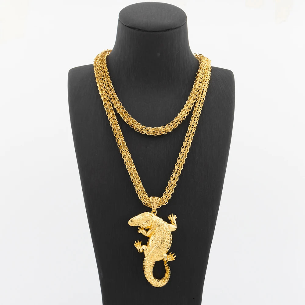 Collier Pendentif Carte d'Afrique – Plaqué Or 18K – Chaîne 100 cm – Mixte