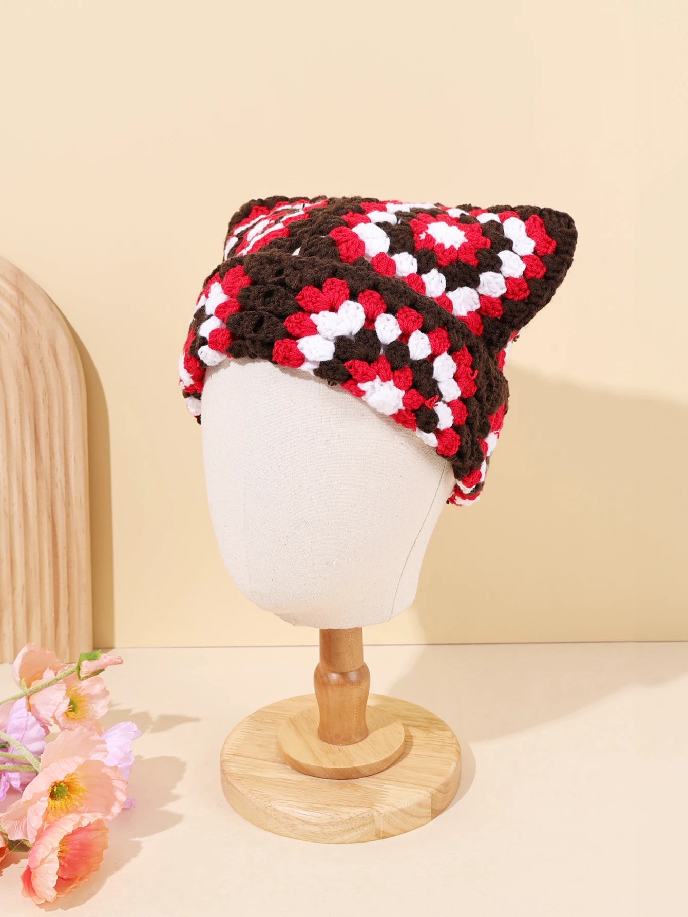 Bonnet Oreilles de Chat Crocheté à la Main – Tricot Chaud Unisexe | Automne Hiver