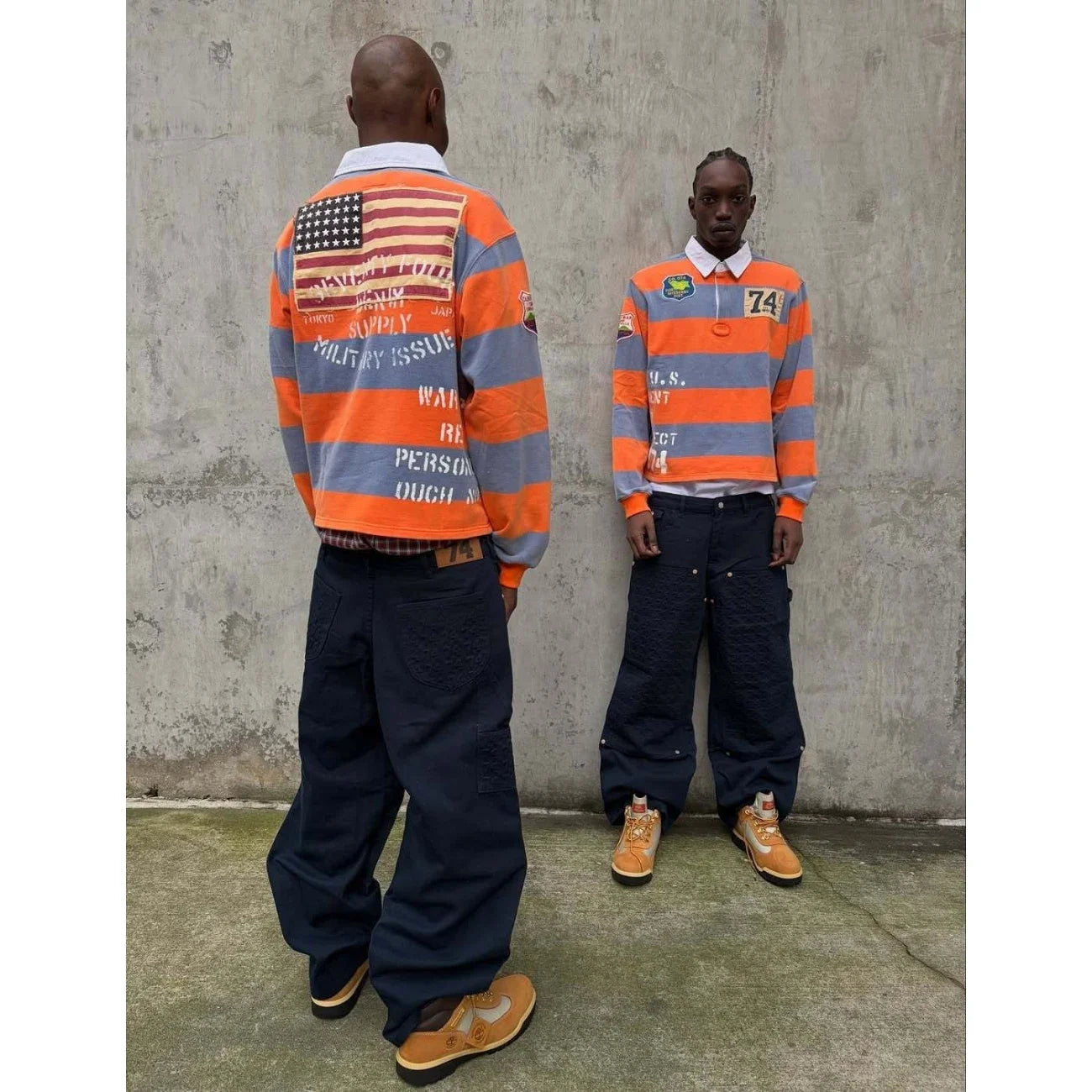 T-shirt Manches Longues Col Rond Unisexe — Style Harajuku Hip Hop Broderie Lettre Patchwork Rayures Graphiques Y2K | ANHUHU