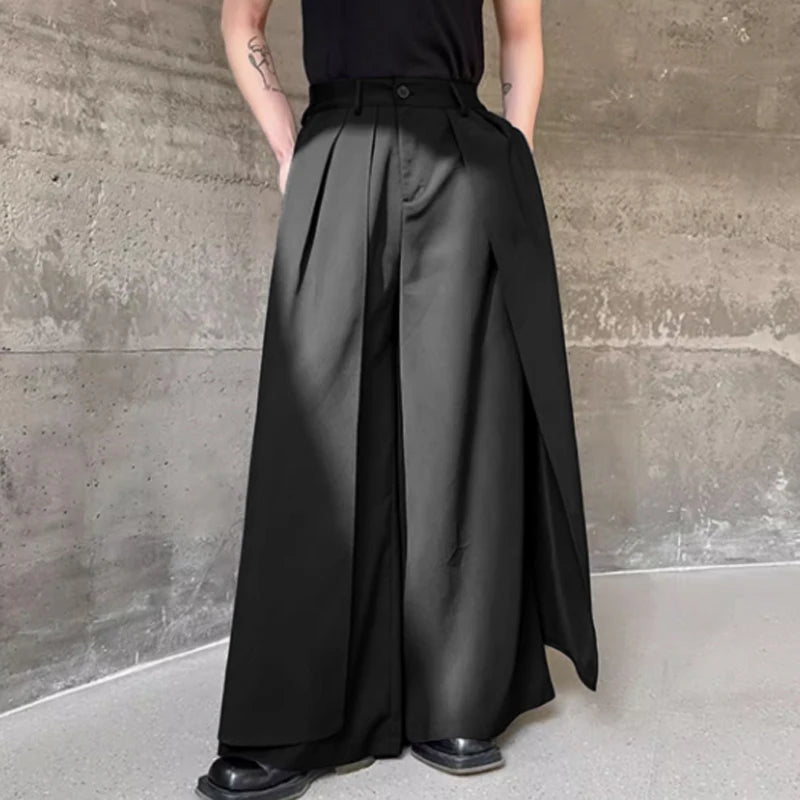 Pantalon Irrégulier Couleur Unie — Jambes Larges, Bouton, Streetwear Décontracté | INCERUN 2024