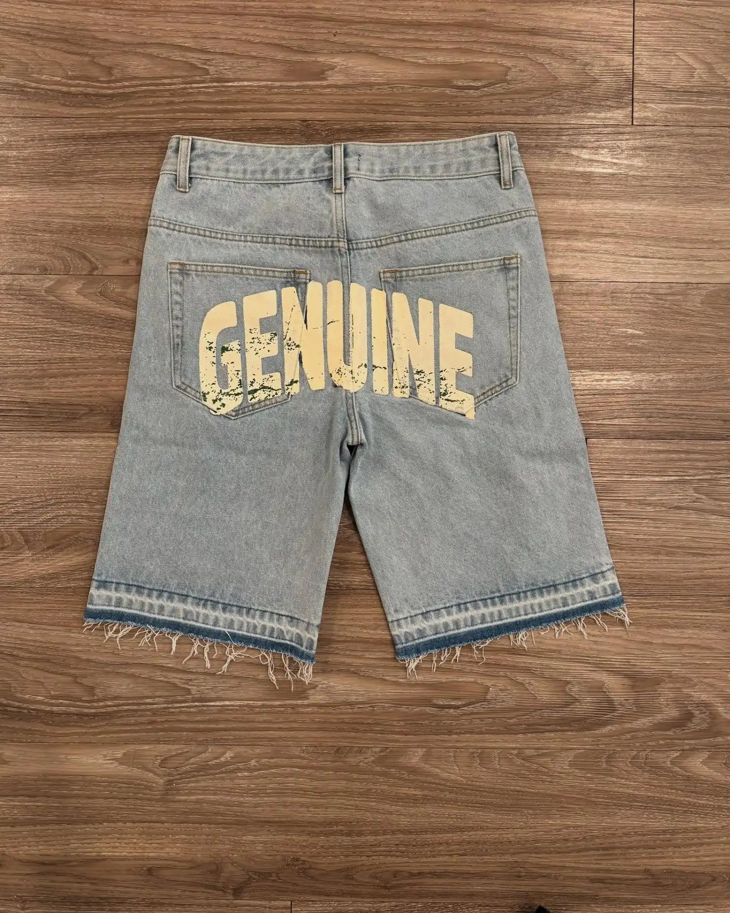 Short Denim Y2K Gothique – Broderie Croix Diamant & Strass Streetwear Hip-Hop | Unisexe