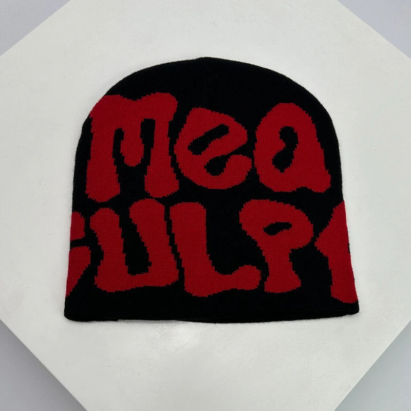 Bonnet en Laine avec Lettres – Style Hip-Hop Y2K Unisexe | Chaud & Tendance Automne Hiver