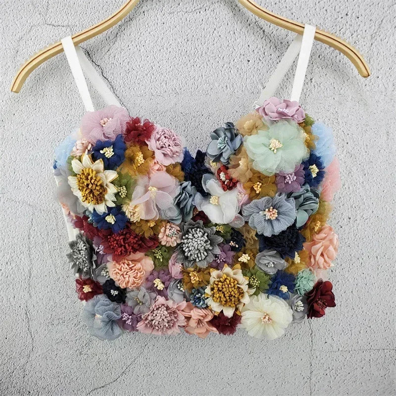 Top Corset Court Sexy Y2K Club Décor Perles — Camisole Shaper Été Visivane