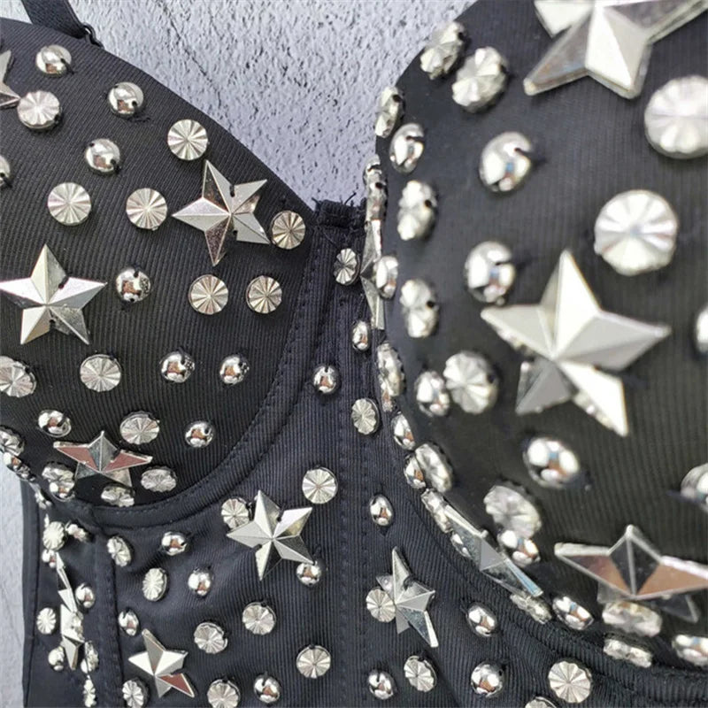 Top Corset Court Sexy Y2K Club Décor Perles — Camisole Shaper Été Visivane