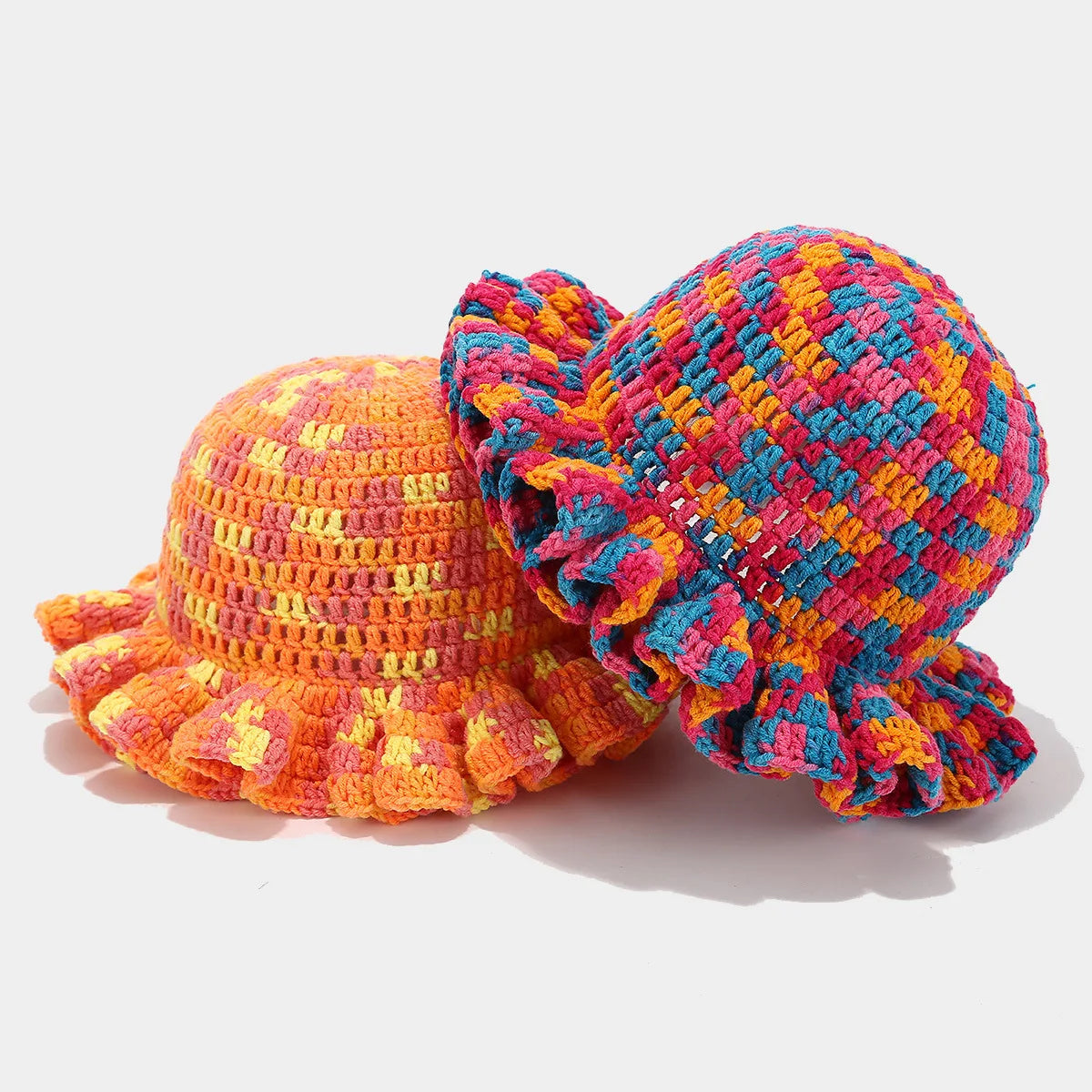 Bob Tricoté Crochet Main — Volants Colorés Tendance Chaud Luxe Artisanal Femme Hiver | CALURIRI