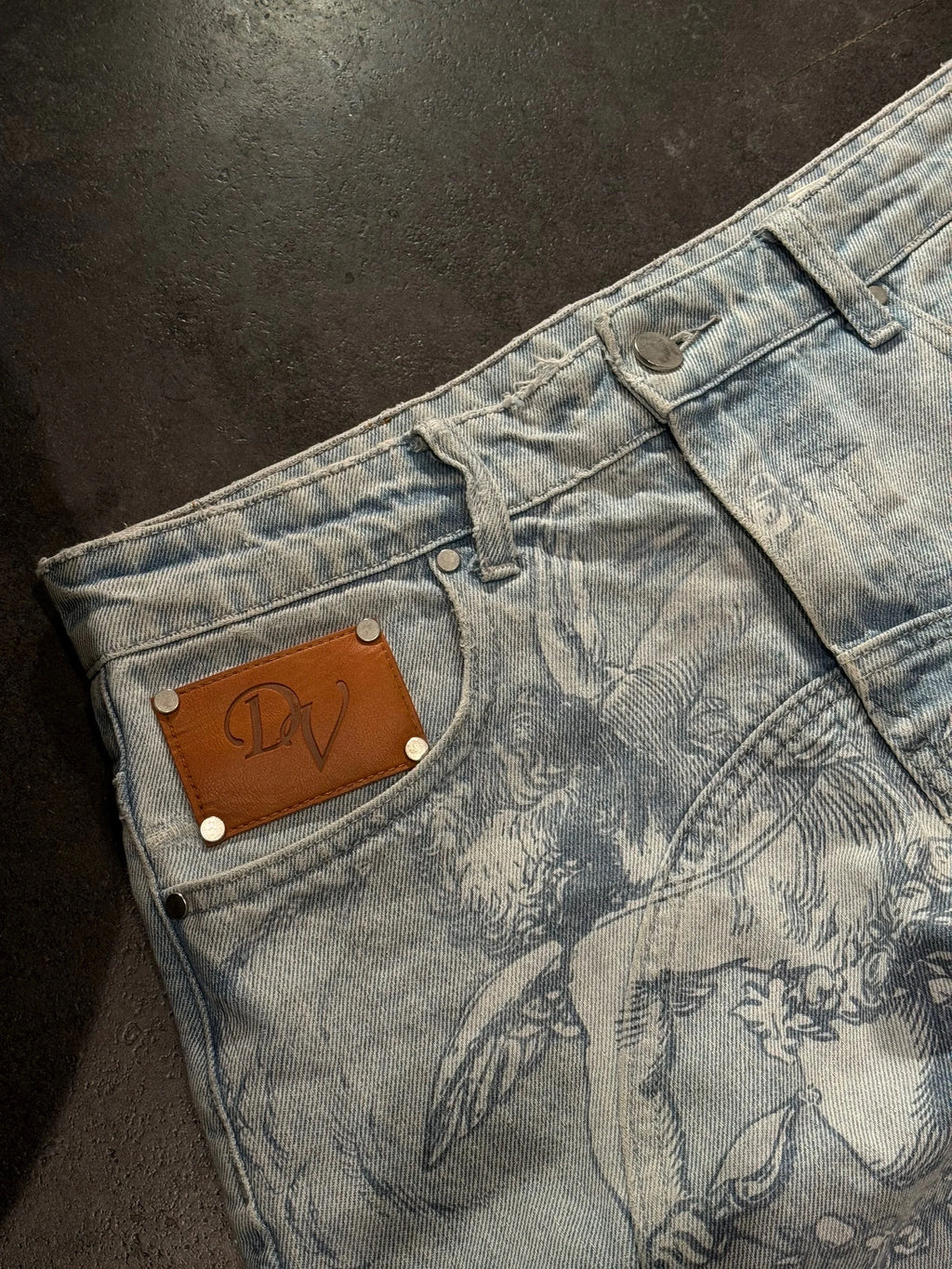 Jean Baggy Droit Y2K Ange Cupidon Unisexe — 100% Coton Lavé Pierre Streetwear BiggOrange
