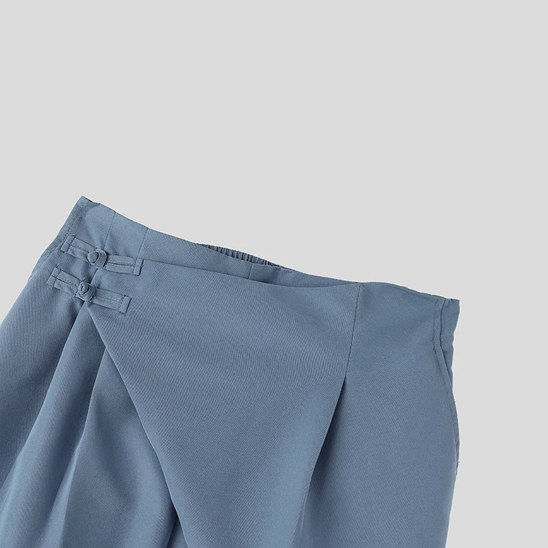 Pantalon Large Couleur Unie — Coupe Irrégulière, Streetwear Décontracté | INCERUN 2026