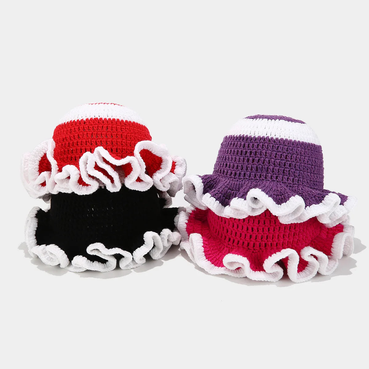 Bob Tricoté Crochet Main — Volants Colorés Tendance Chaud Luxe Artisanal Femme Hiver | CALURIRI
