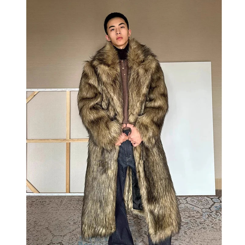 Manteau Long en Fausse Fourrure Homme — Chaud, Coupe-Vent, Grande Taille | LFZLZM