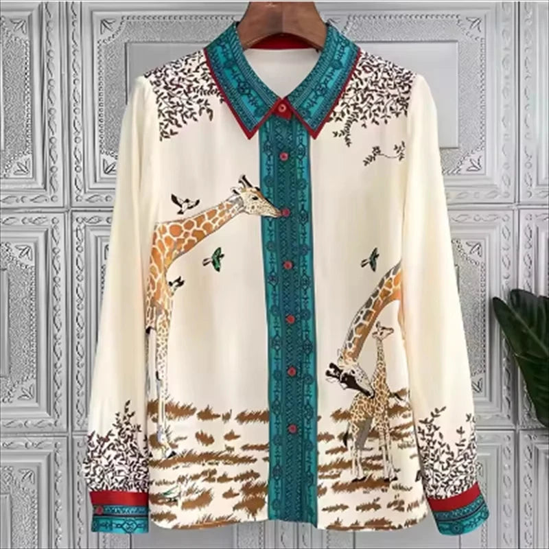 Chemise Vintage Imprimée Luxe — Manches Longues, Unisexe, Multi-Coloris | Collection 2026