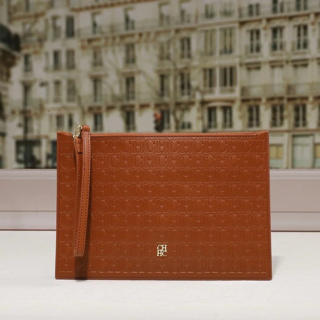 Sac Fourre-Tout Plat en Cuir Véritable — Accessoire Luxe Classique Femme