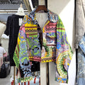 Veste en Jean Harajuku Imprimé Floral – Manteau Court Denim Coréen Y2K Streetwear | Femme 2025