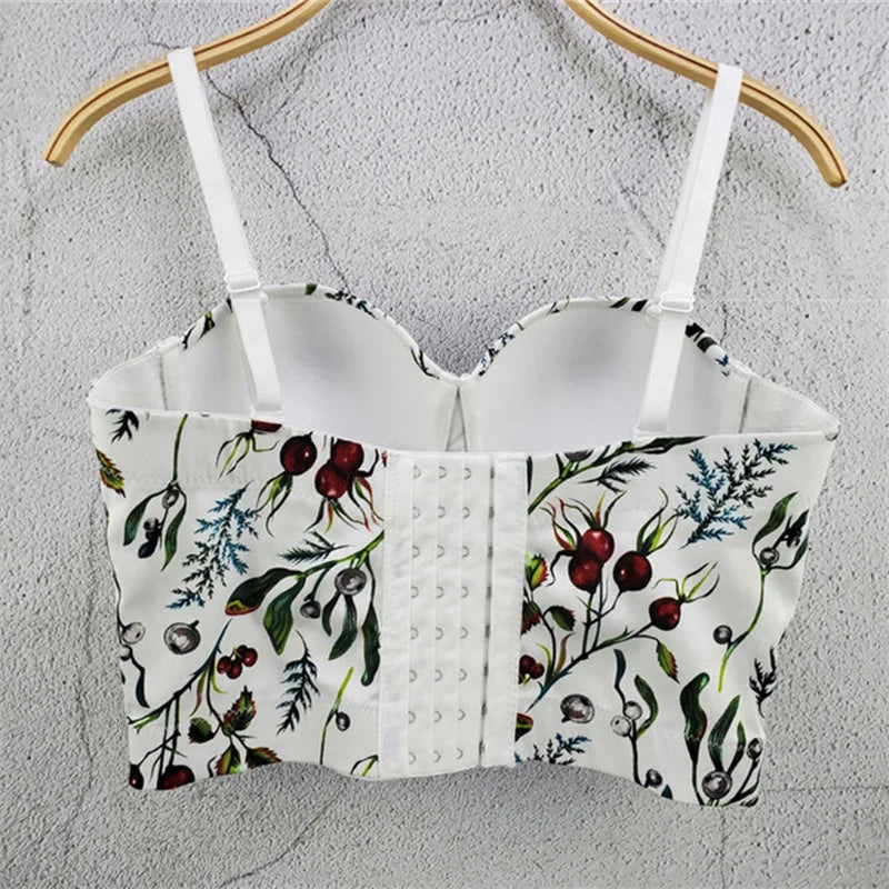 Top Corset Court Sexy Y2K Club Décor Perles — Camisole Shaper Été Visivane