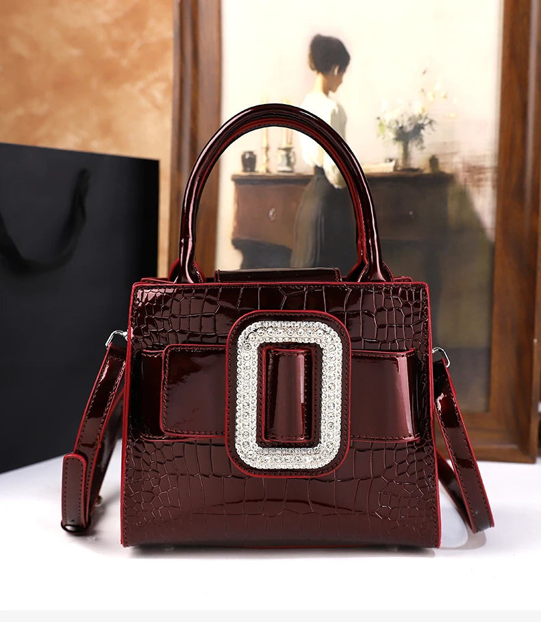 Sac Fourre-Tout Crocodile Incrusté Diamants — Bandoulière Luxe Haut de Gamme