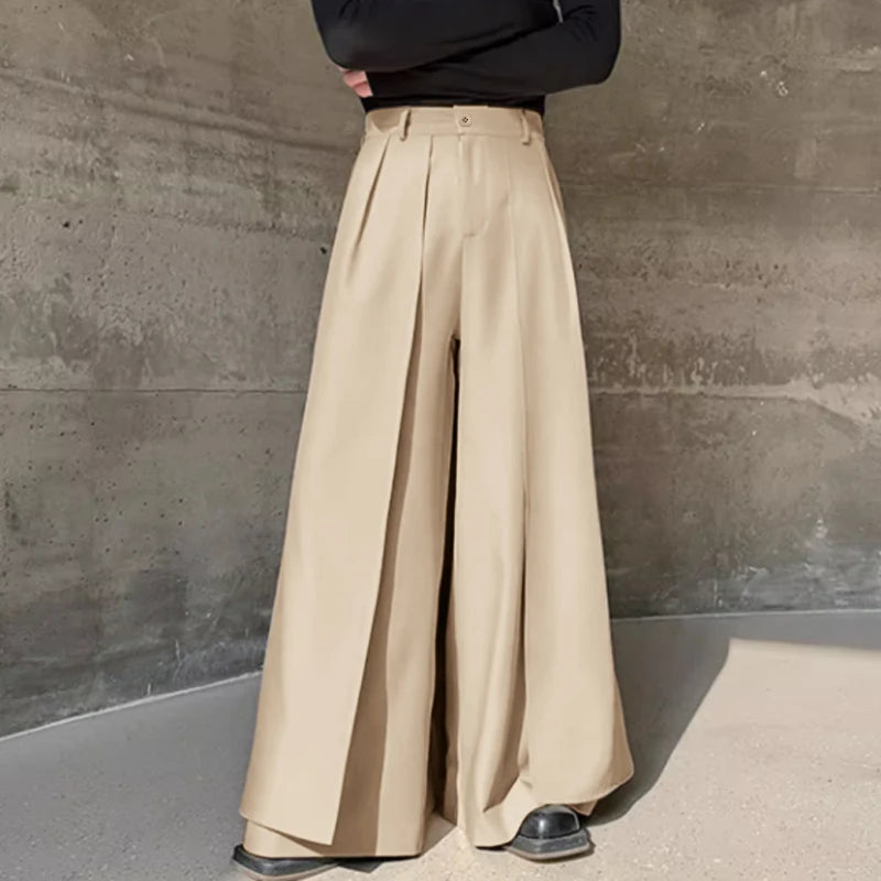 Pantalon Irrégulier Couleur Unie — Jambes Larges, Bouton, Streetwear Décontracté | INCERUN 2024