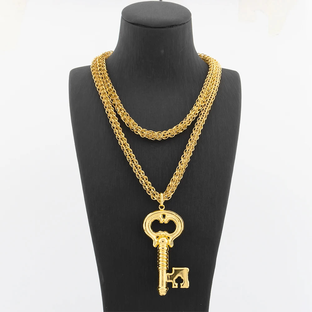 Collier Pendentif Carte d'Afrique – Plaqué Or 18K – Chaîne 100 cm – Mixte