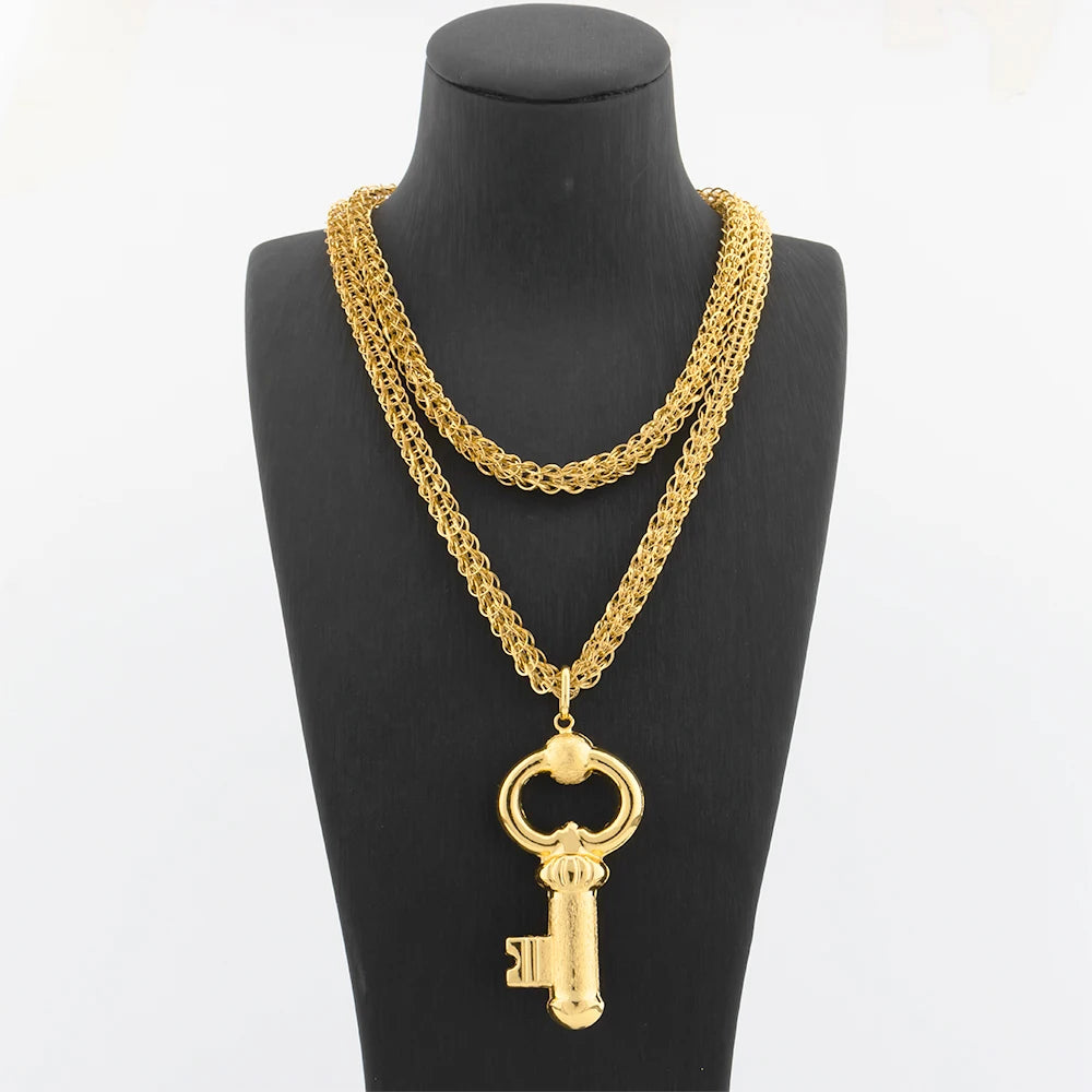 Collier Pendentif Carte d'Afrique – Plaqué Or 18K – Chaîne 100 cm – Mixte