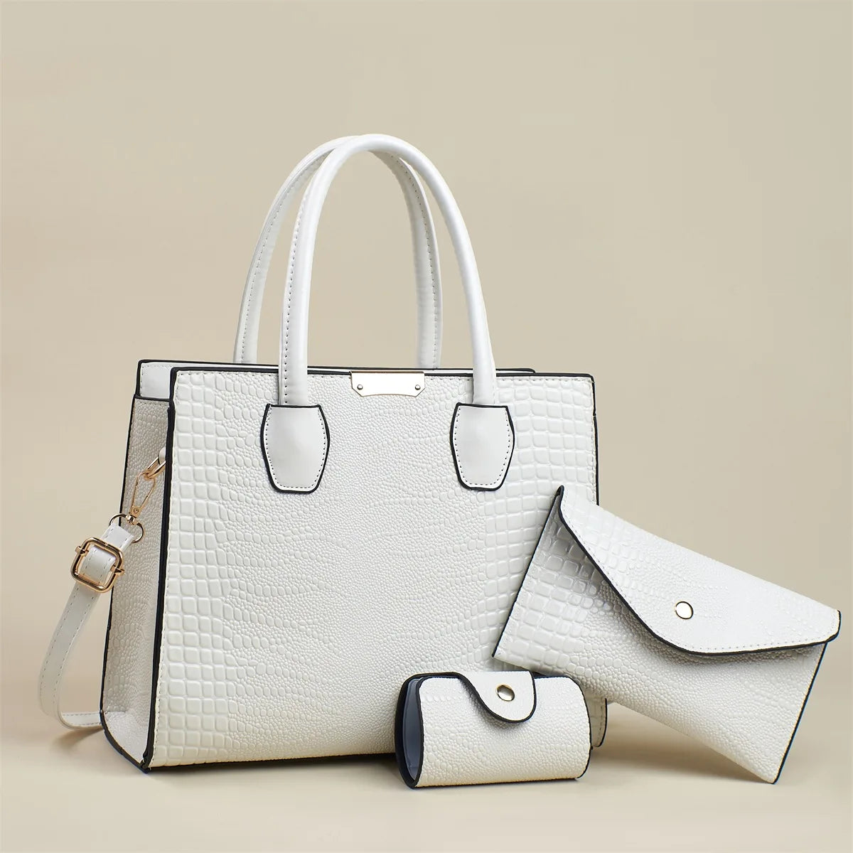 Sac Carré Motif Alligator Grande Capacité — Bandoulière Minimaliste Urbain Luxe