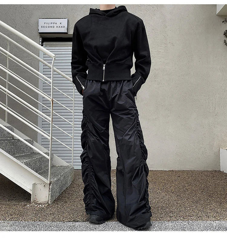 Pantalon Décontracté Homme — Style Sombre Froissé, Taille Élastique | Streetwear