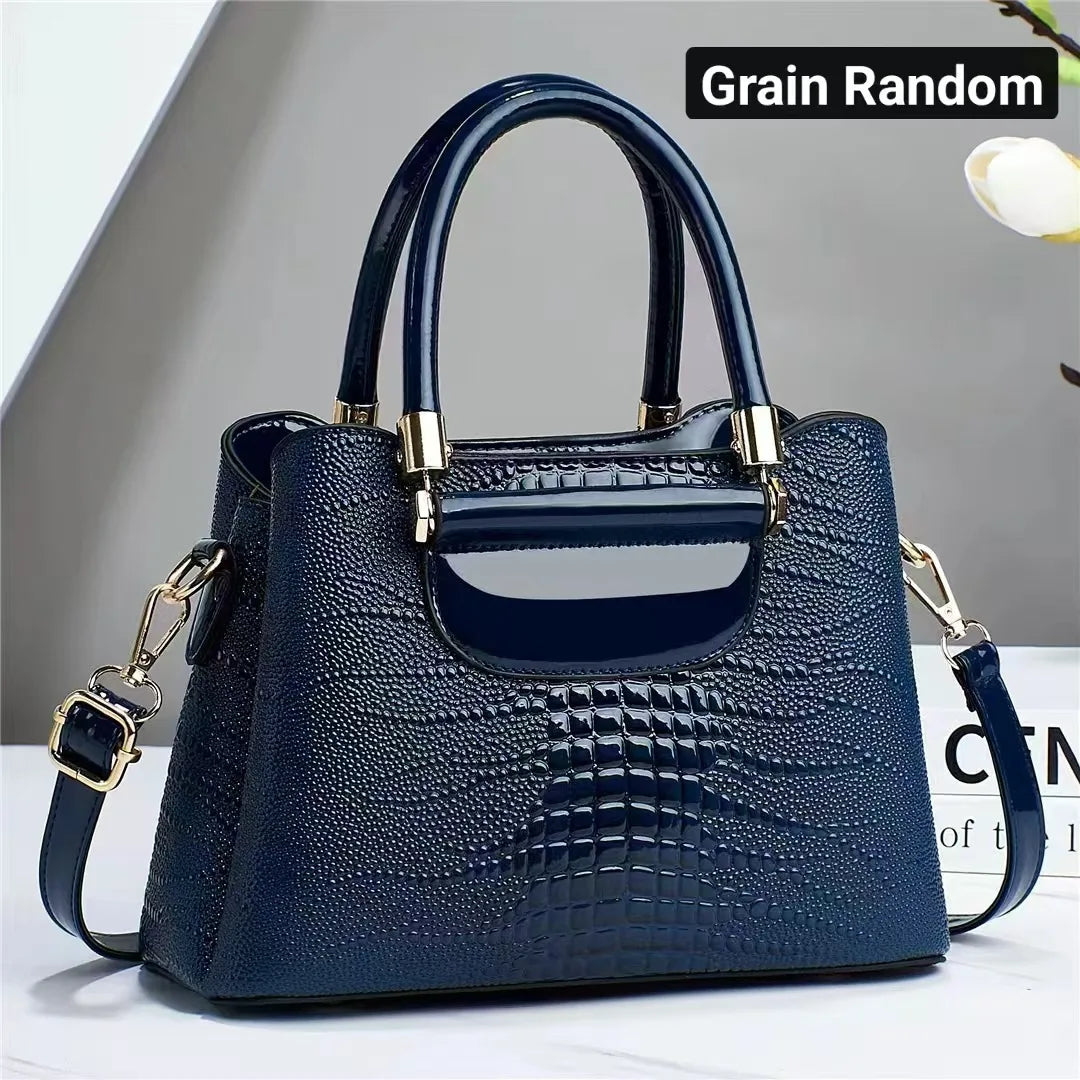 Sac Bandoulière Crocodile Rétro Style Motard — Grande Capacité Luxe Femme